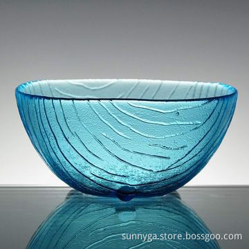3ft Glass Bowl, Irregular and Salient Stripe on Surface, Any Colors Available